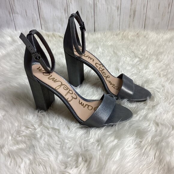 Sam Edelman Womens Yaro Gray and Silver Metallic Heels Size 10 - Picture 2 of 13